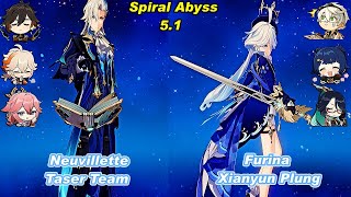 51 C0 Neuvillette Taser Team amp C0 Fuina Xianyun Plung Spiral Abyss Floor 12 Full Star  F2P [upl. by Ganley]