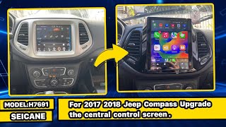 How to remove original screen and install android navi radio Jeep Compass 2017 2018 with Carplay [upl. by Dulcinea]