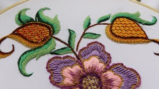 Hand Embroidery Crewel Work  Battlement Couching [upl. by Erme308]