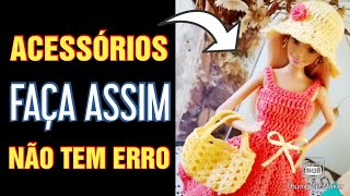 Acessórios brancos ou coloridos Qual fica melhor  Roupas de crochê para Barbie [upl. by Llehsal]