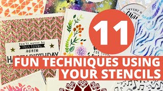 GOT STENCILS I show You 11 EASY Techniques to Use on Your Cards [upl. by Karmen]