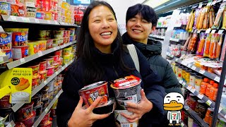 Eating KOREAN Convenience Store Food 24 Hours Vlog [upl. by Atnauqal]