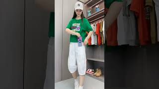 Girls Green Smiley Print TShirt With Joggers Set ZinuStyle1shortfeeds viralvideo [upl. by Colas]