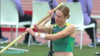 Womens Pole Vault Final World U20 Championships mollyhaywood worldathleticsu20 womenspolevault [upl. by Trixy]