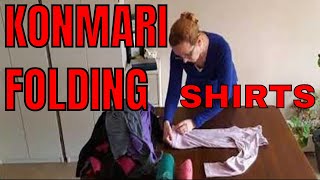 KonMari folding long sleeve shirts like Marie Kondo [upl. by Hardman]