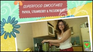 Papaya Strawberry amp Passionfruit Superfood Green Smoothie [upl. by Wunder439]