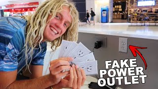 Fake Power Outlet Prank GONE WRONG Airport Edition [upl. by Anauqat]