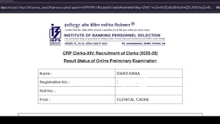 My IBPS CLERK PRELIMS result🥹 ibps ibpsclerk [upl. by Dogs]