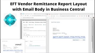 EFT Vendor Remittance Report Layout with Email Body in Business Central [upl. by Alliuqat]