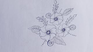 Embroidery Design Pencil Drawingflowers drawing with pencilUKarts786 [upl. by Pollux]