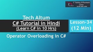 Operator Overloading in c  C Tutorial in Hindi  Lesson  34 [upl. by Orlantha]