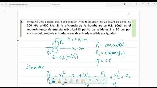 Ejercicio N°1  Teorema de Bernoulli  Potencia de bomba [upl. by Naesar]