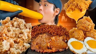 ASMR MUKBANG  FRIED CHICKEN STEAK BLACK BEAN NOODLES  KOREAN FOOD  COOKING  EATING [upl. by Haida667]