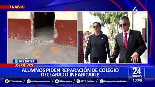 Los Olivos alumnos denuncian que su colegio se viene cayendo a pedazos [upl. by Irim868]