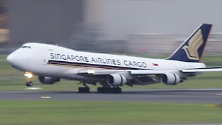 Singapore Airlines 747400F Landing At Brisbane Airport 4K [upl. by Elyag]