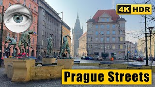 Foggy Prague Walking Tour follow the tram tracks 🇨🇿 Czech Republic 4k HDR ASMR [upl. by Rea825]