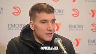 Atlanta Hawks Bogdan Bogdanović Speaks On Dejan Milojević [upl. by Enalb]