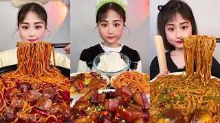 Chinese Spicy Food Asmr  Pork Belly and Rice  Fried Rice  Chinese Noodles  Spicy Food Challenge [upl. by Iddet]