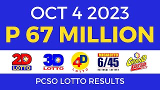 Lotto Result October 4 2023 9pm PCSO [upl. by Nirred793]