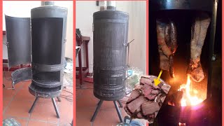 DIY homemade Barrel BBQ Smoked Chulengo vertical Ahumador casero [upl. by Joela]