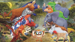 jungali animals 6  forest animals  car and animal race  animals stamping  crazy cartoon 3d [upl. by Asoramla509]