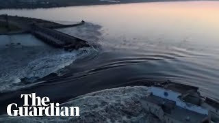 Footage shows dam near Ukraine city of Kherson breached [upl. by Nnyrat]