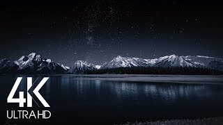 8 Hours Nighttime Ambience  4K Grand Teton and Milky Way  Nature soundscapes [upl. by Boland]