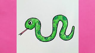 How to Draw A SNAKE Step by Step for kids 🐍  Easy drawing tutorial [upl. by Noffihc]