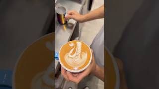 How to make simple Rosetta with swan 🦢 latte art shorts [upl. by Vander]