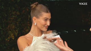 Stunning HAILEY BIEBER Met Gala 2022 interview VOGUE [upl. by Godspeed]