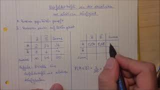 Vierfeldertafel von absoluten zu relativen Häufigkeiten [upl. by Shorter]