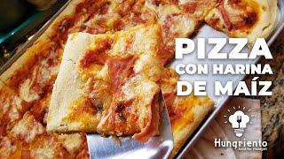 CÓMO HACER PIZZA CON HARINA DE MAÍZ  Receta para pizza esponjosa hecha en casa fácil y rápida [upl. by Vassili]