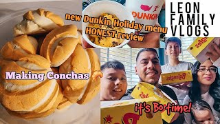 We make Conchas  Dunkin Holiday Menu Taste Test  Weekend Vlog 24  family foodie [upl. by Anwaf309]