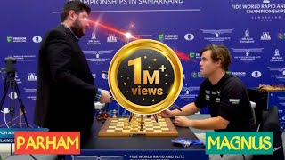 Magnus Carlsen vs Parham Maghsoodloo  FIDE World Rapid amp Blitz Chess Championship 2023 [upl. by Aharon]