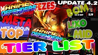 TIER LIST DA UPDATE 42 NO ANIME DEFENDERS [upl. by Antipus]