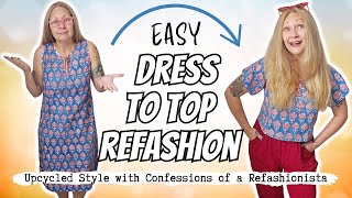 Easy DIY Transform a Frumpy Thrifted House Dress into a Cute Top with Sleeves [upl. by Alwin]