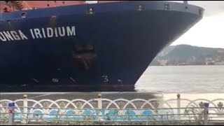 Ship Crashes Into Walkway Along Istanbuls Bosphorus Strait [upl. by Chesnut]