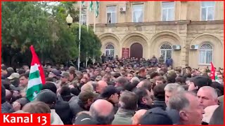 quotWe dont want Russiaquot  Protest rally held against Russian laws in socalled Abkhazia republic [upl. by Elleret]