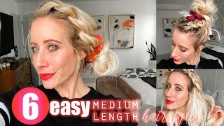 Six Medium Length Hairstyles  EASY  FAST [upl. by Frasier]