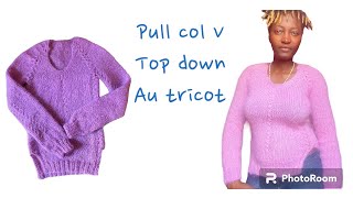 Pull top down au tricot pour femme col V 33 [upl. by Arimihc]