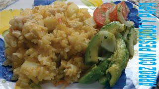 PESCADO CON ARROZ Y PAPAS lo aprendi hacer en España TIPS como guardar Aguacate para conservarlo [upl. by Adonis]