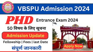 Phd Admission New Update 2024  State UNIVERSITY  VBSPU PHD 2024  PHD NOTIFICATION 2024 [upl. by Issim]