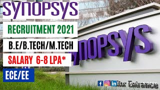 Synopsys Recruitment 2021  VLSI Digital Design Engineers  BEBTechMtech  Electronics Geek [upl. by Ordway409]