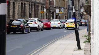 Lancashire Constabulary Police Car 999 response Lancaster city UK 15618 [upl. by Bailie623]