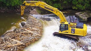 Awesome Beaver Dam Removal with Excavators  Awesome Floods amp Dredging Compilation 2024 [upl. by Rokach]