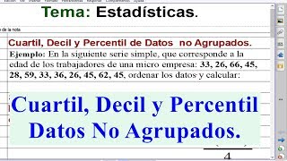 Cuartil Decil y Percentil para Datos No Agrupados [upl. by Esidnak]