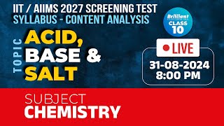 IITAIIMS 2027 Screening Test  Syllabus  Content Analysis  Chemistry  31082024  0800 PM [upl. by Bast]