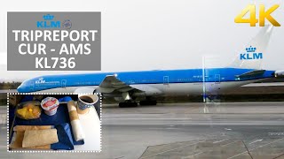 ✈ 4K TRIPREPORT  KLM  Boeing 777300ER  Curaçao CUR  Amsterdam AMS  Economy comfort class [upl. by Lartnom]