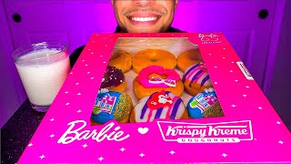 ASMR Barbie Krispy Kreme Donuts Milk Eating Mouth Sounds No Talking Jerry Candy Show [upl. by Ula]