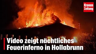 Video zeigt nächtliches Feuerinferno in Hollabrunn  kronetv NEWS [upl. by Etteluap181]